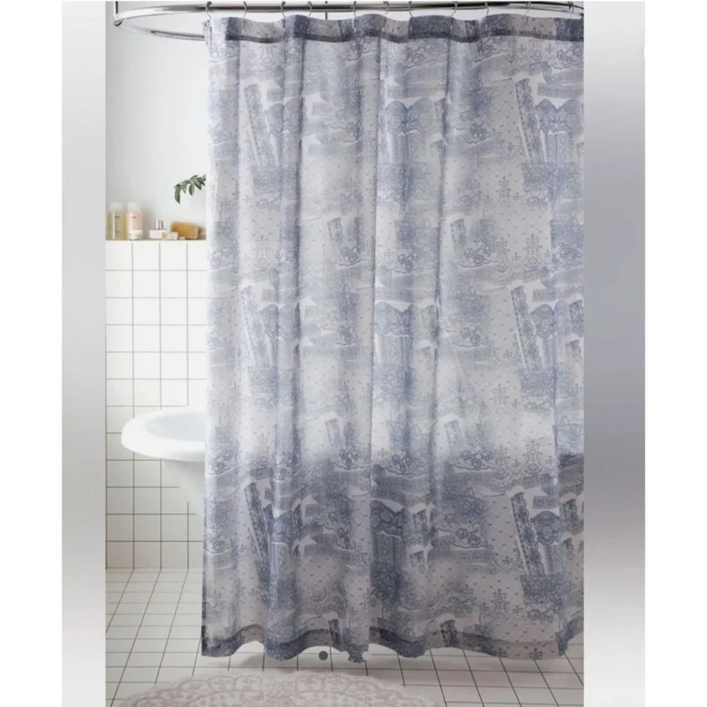 Urban Outfitters Torn Lacey Shower Curtain Blue Floral 72in x 72in